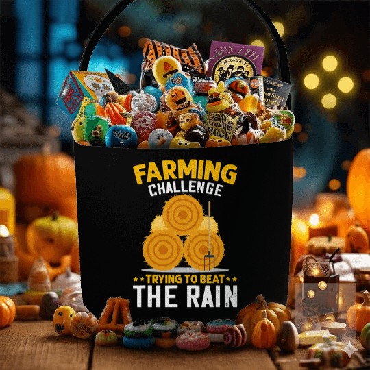Farming Challenge To Beat Rain Funny Farmer Farm Fabric Baskets