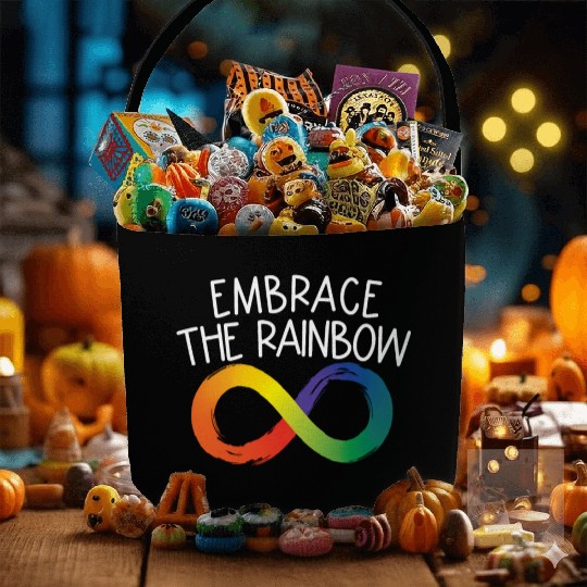 Embrace The Rainbow Infinity Autism Neurodiversity Fabric Baskets