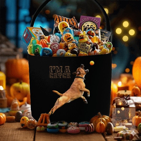 Big Dog Bull Mastiff Catching a Ball, I'm a Catch Fabric Baskets