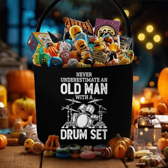 Drummer Never Underestimate An Old With A Drum Set Fabric Baskets