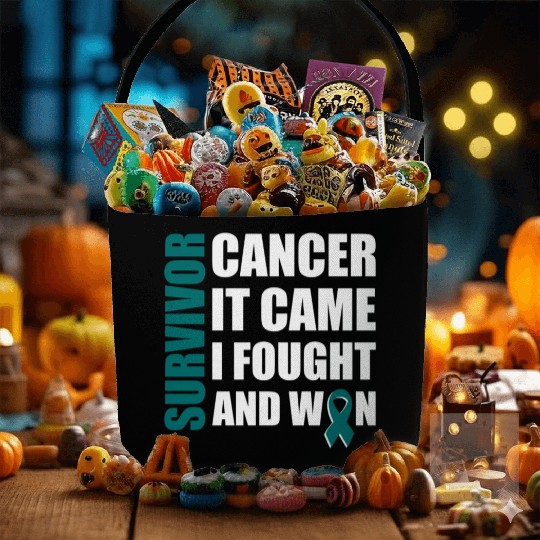 Ovarian Cancer Fight Cancer Ribbon Fabric Baskets