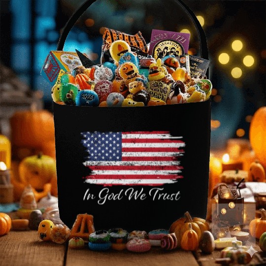 In God We Trust Us Flag Patriotic Fabric Baskets