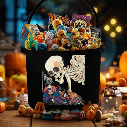 Kuniyoshi Samurai Killing Skeleton Spectre Ukiyo-E Fabric Baskets