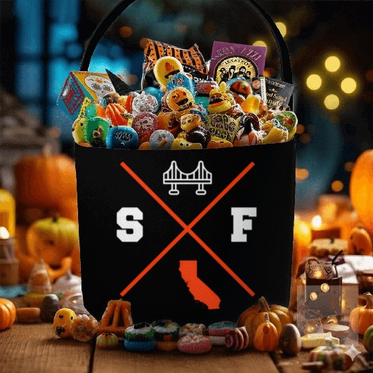 Sf San Francisco California Orange Outline Fabric Baskets