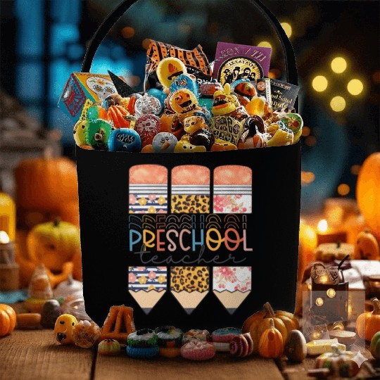 Preschool Teacher Funny Leopard Pencil Back To Sch Fabric Baskets