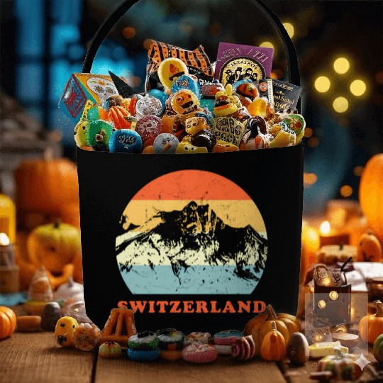 Switzerland Mountain Throwback Vacation Fabric Baskets