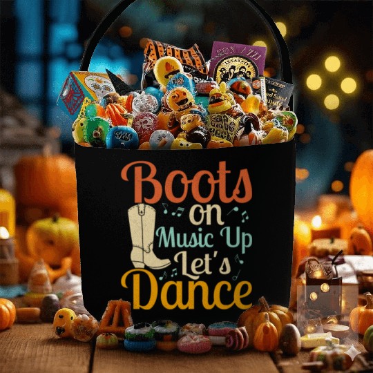 Boots On Music up Let's Dance Line Dance Country M Fabric Baskets