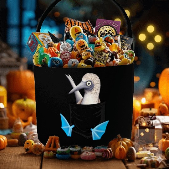 Bird Drawing Fancy Blue Foot Booby In Pocket Fabric Baskets