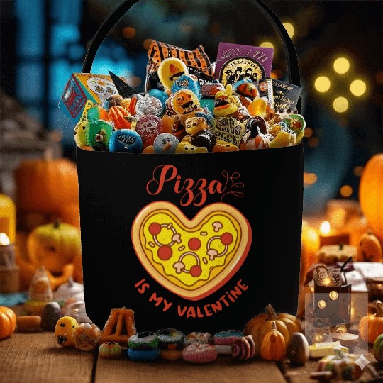 Pizza is My Valentine Heart Shaped Pizza 1 Fabric Baskets