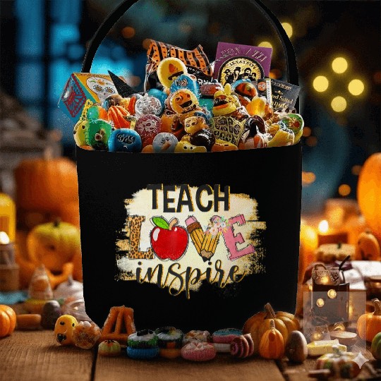 Teach Love Inspire Back To School Leopard Teacher Fabric Baskets
