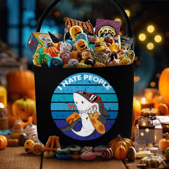 I Hate People Shark Fish Funny I Hate People Fabric Baskets