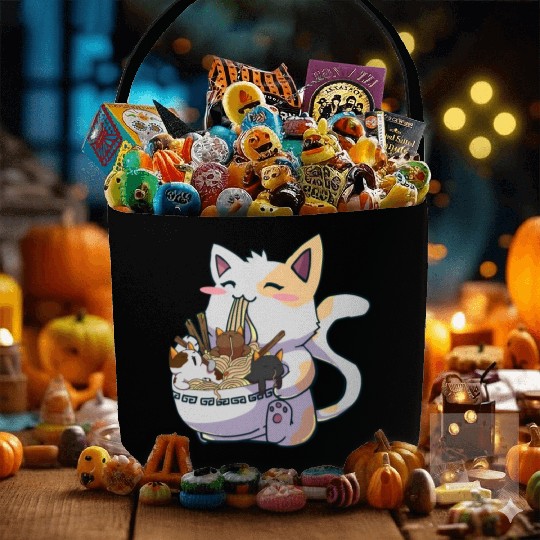 Kawaii Neko Cat Ramen Bowl Anime Japanese Noodles Fabric Baskets