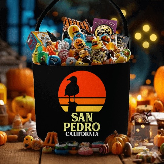 San Pedro California Beach Seagull Fabric Baskets