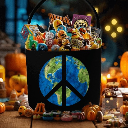 Peace On Earth World Peace Sign Fabric Baskets