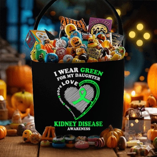 I Wear Green For My Daughter Kidney Disease Fabric Baskets