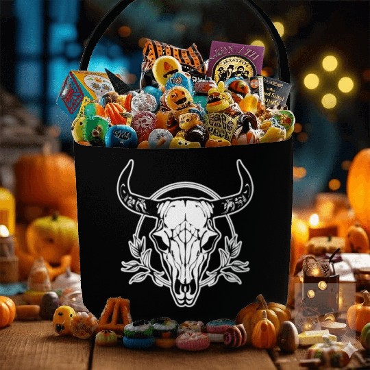 Cow Skull Boho Fabric Baskets