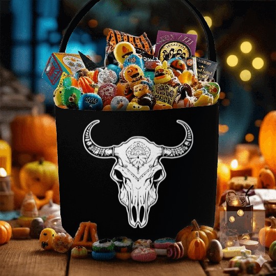 Cow Skull Boho Fabric Baskets