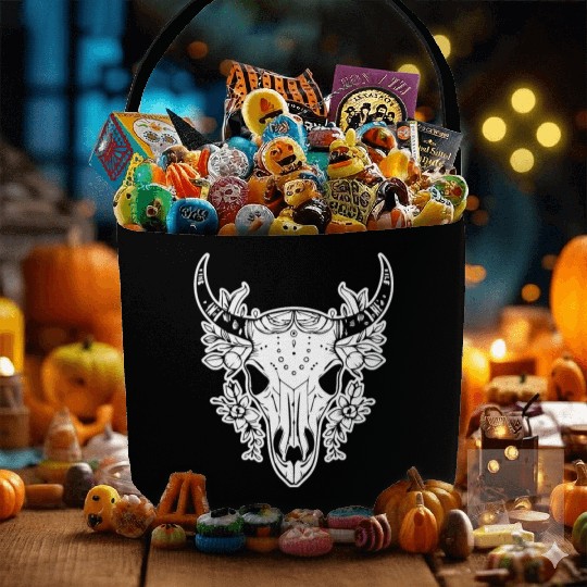 Cow Skull Boho Fabric Baskets