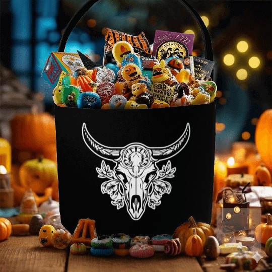 Cow Skull Boho Fabric Baskets