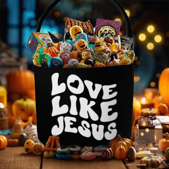 Catholic Christian Love Like Jesus Preppy Groovy Fabric Baskets