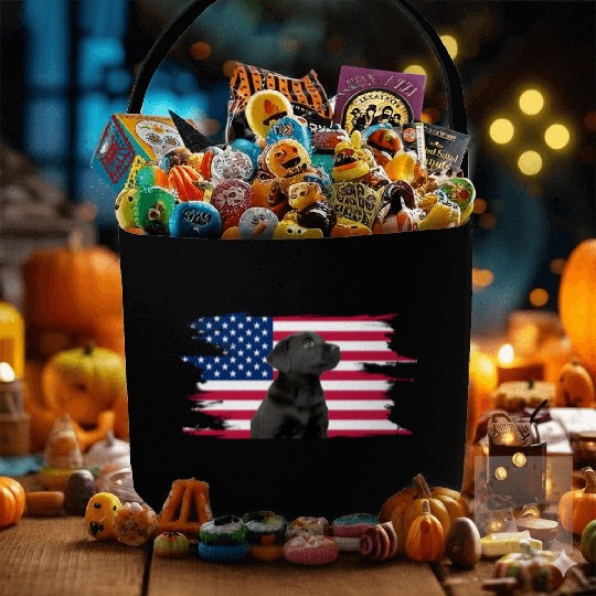 American Flag Dog Black Lab Puppy Fabric Baskets