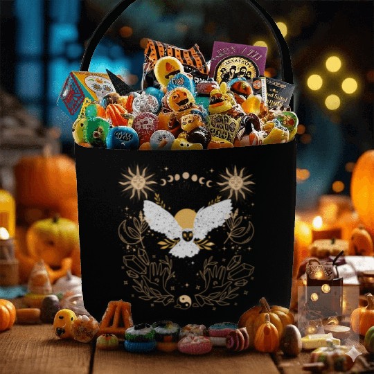 Dark Academia Tarot Card Sun Moon Crystals Owl Fabric Baskets