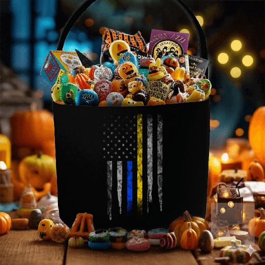 Gold Blue Line 911 Police Dispatcher First Fabric Baskets