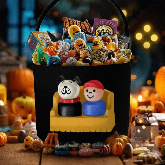 Little People Boy And His Dog Painting Fabric Baskets