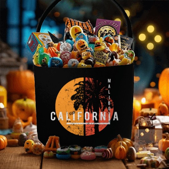 Malibu California Cool Palm Tree Native Fabric Baskets