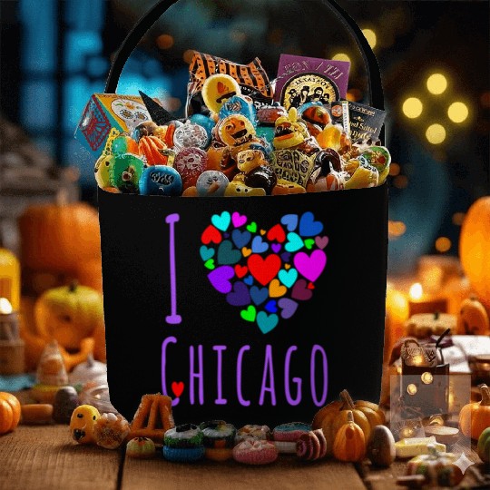 I Love Chicago Heart City Of Chicago Fabric Baskets