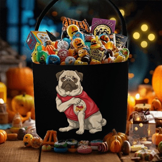 Pug I Love Mom Tattoo Dog Puppy Funny Mother s Day Fabric Baskets