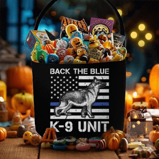 German Shepherd Back The Blue K-9 Unit Police Dogs Fabric Baskets