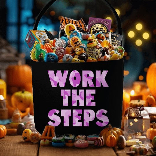 Work the Steps purple camo Fabric Baskets