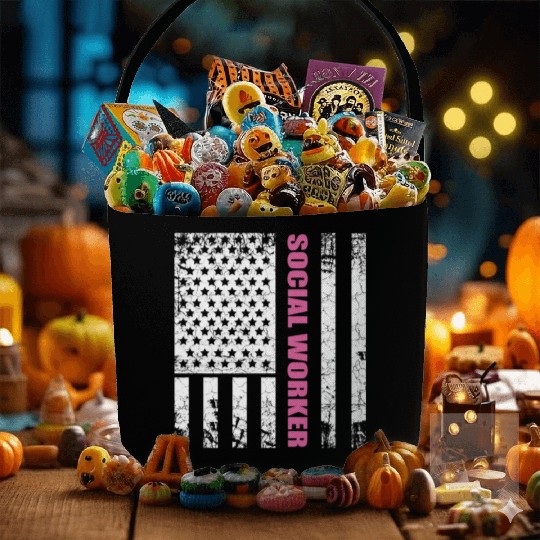 Social Worker US Flag USA Stars and Stripes Fabric Baskets