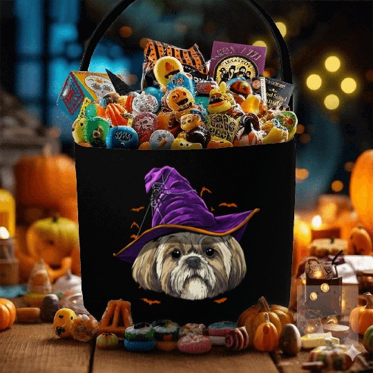 Shih Tzu Witch Halloween Dog Fabric Baskets