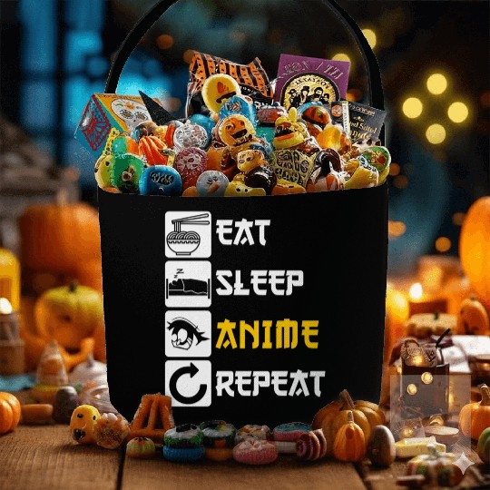 Eat Sleep Anime Repeat Manga Japan Saying Cosplay Fabric Baskets