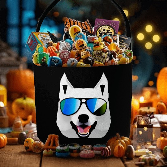 Husky with Sunglasses Fabric Baskets