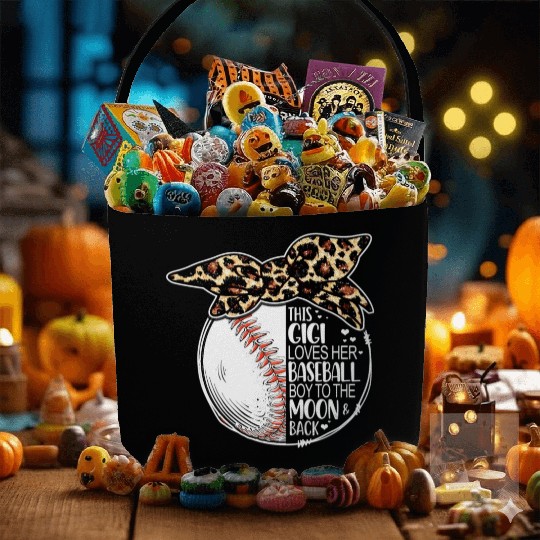 Baseball Gigi Vintage Leopard Messy Bun Fabric Baskets