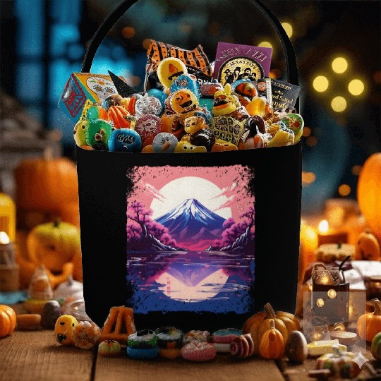 Vaporwave Aesthetic Japan Sight Mount Fuji Volcano Fabric Baskets