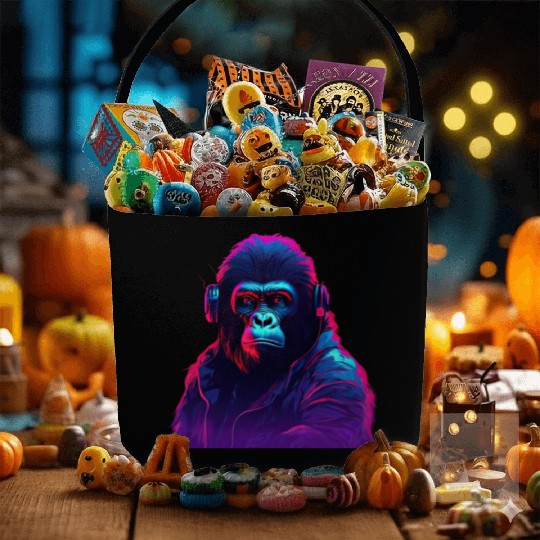 Synthwave Neon Beats of a Gorilla Fabric Baskets
