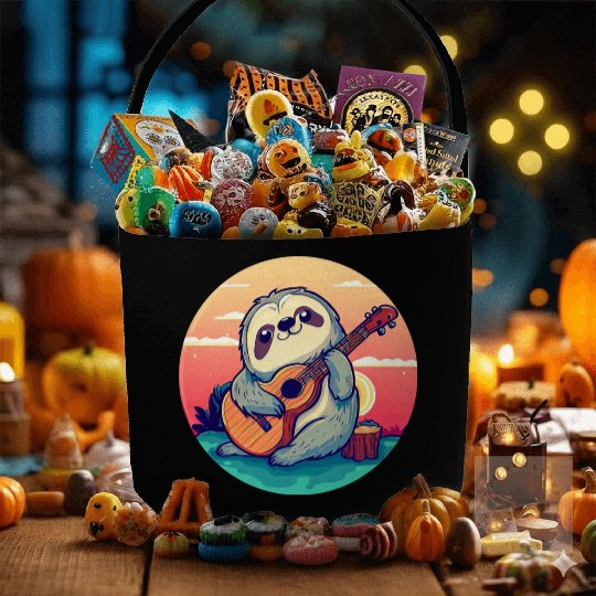 Sloth with Guitar in Sunset Fabric Baskets