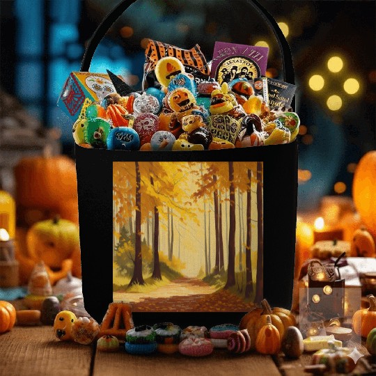 Whispers of Golden Autumn: A Serene Forest Retre Fabric Baskets