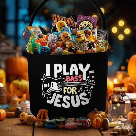 I Play Bass Jesus Christian Guitarist Bass Player Fabric Baskets