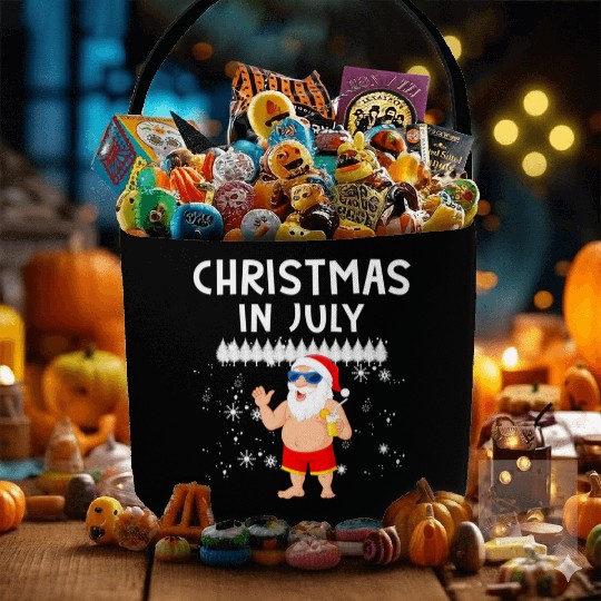 Funny Santa Christmas In July Summer Xmas Gif Fabric Baskets