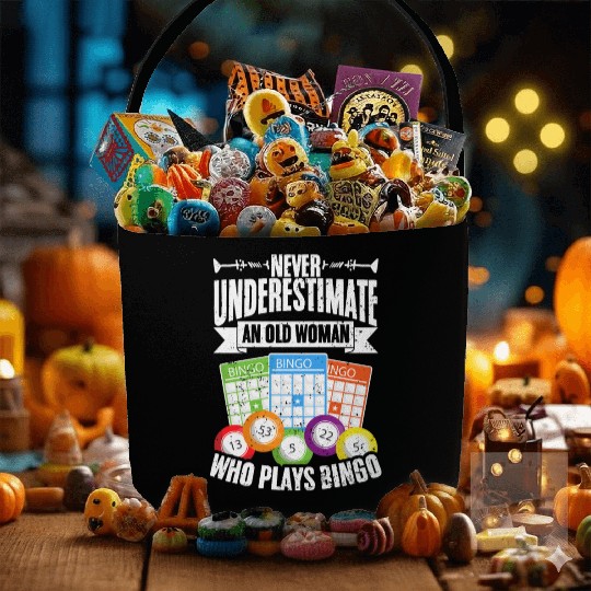 Never Underestimate An Old Woman Vintage Bingo Fabric Baskets