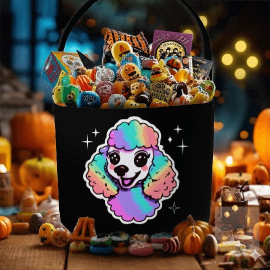 Rainbow Poodle Dog Lover Puppy Fabric Baskets