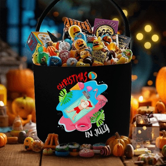 Christmas In July Santa Relaxing On Beach Cute Fabric Baskets