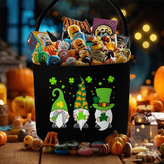 St Patrick'S Day Three Gnomes Shamrock Irish Fabric Baskets