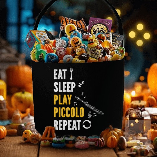 Piccolo Flute Player Eat Sleep Play Piccolo Flute Fabric Baskets