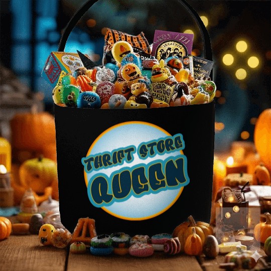 Thrift Store Queen blue orange Fabric Baskets